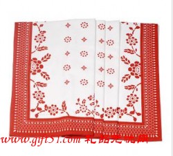 純棉印花臺(tái)布桌布（紅色）