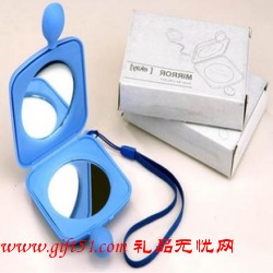 帶繩藍色便攜化妝鏡