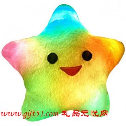 發光抱枕七彩幸運星抱枕定制
