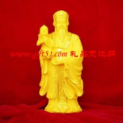 商務禮品絨沙金財祿星君擺件