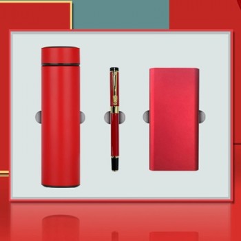 數顯保溫杯+龍頭簽字筆+移動電源商務套裝